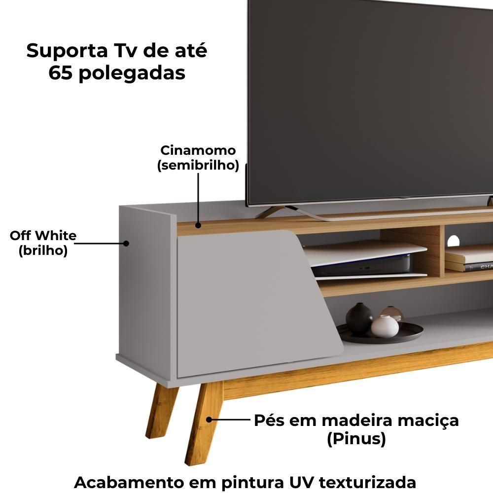Rack Bancada Tv 65 Pol 160 Cm Turim Off White Cinamomo Bechara - 5