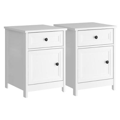 Kit 02 Mesas De Cabeceira 1 Porta E 1 Gaveta 45 Cm Dm112 Branco Branco