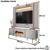 Painel Maresias E Rack Juquehy Tv 75 Pol 180 Cm Off White Cinamomo Bechara - 3
