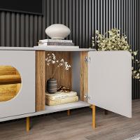 Painel Maresias E Rack Juquehy Tv 75 Pol 180 Cm Off White Cinamomo Bechara - 7