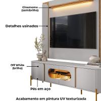 Painel Maresias E Rack Juquehy Tv 75 Pol 180 Cm Off White Cinamomo Bechara - 8