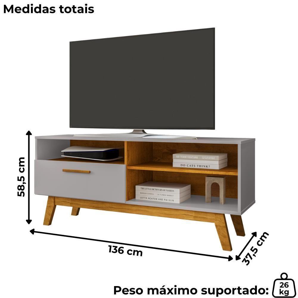 Rack Bancada Tv 55 Pol 136 Cm Paladio Off White Naturalle Bechara - 3