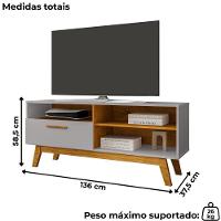 Rack Bancada Tv 55 Pol 136 Cm Paladio Off White Naturalle Bechara - 3