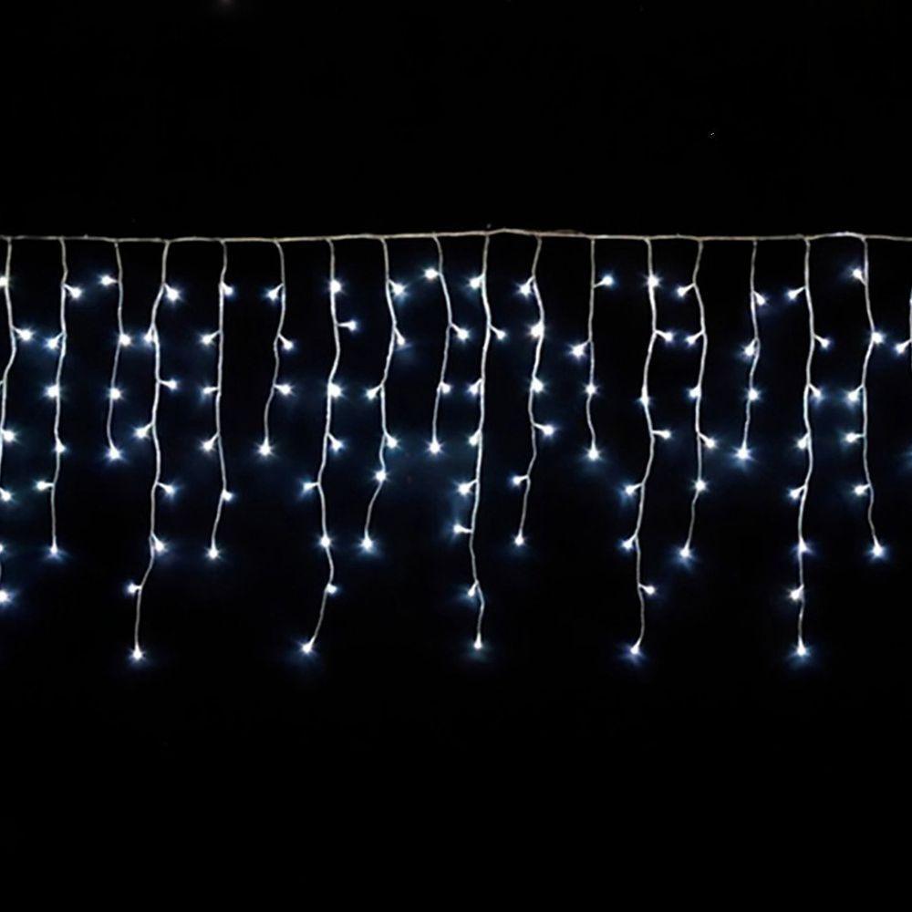 Pisca De Led Cascata 160l 4m X 70cm 8 Modos Tomada Natal Ano Novo Festas Cores Branco - 1