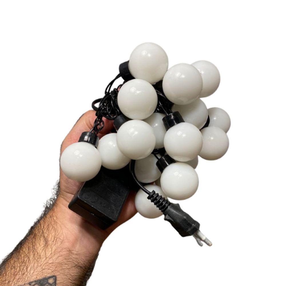 Cordão De Lâmpadas De Led Pisca Formato Bolinha 4 Metros 8 Funções Natal Tomada Vermelho - 2