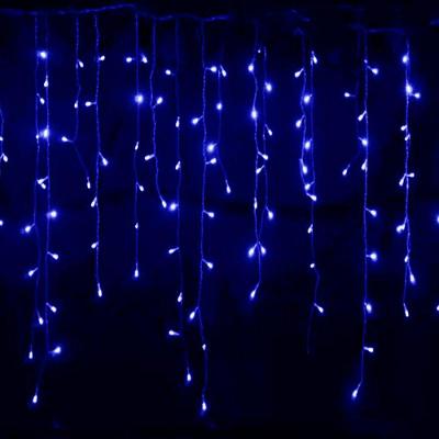 Pisca De Led Cascata 160l 4m X 70cm 8 Modos Tomada Natal Ano Novo Festas Cores Azul