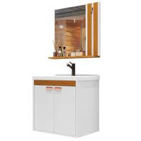 Kit Pia Gabinete Cuba Espelheira Armário Banheiro Lavabo Branco/nature - 5