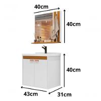 Kit Pia Gabinete Cuba Espelheira Armário Banheiro Lavabo Branco/nature - 7