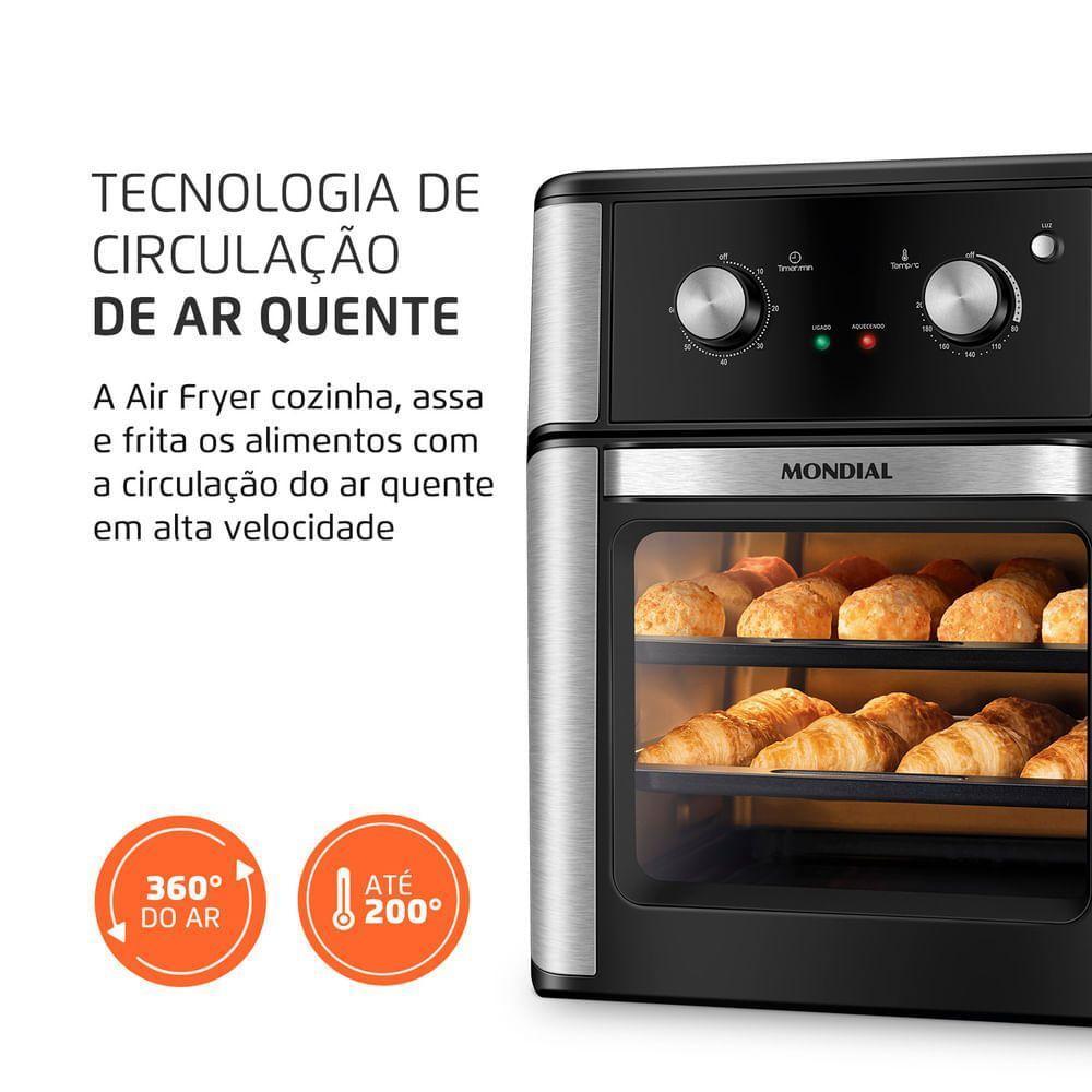 Fritadeira Air Fryer Forno Oven Mondial 2000W Preto 12L AFON-12L-AB 220V - 4