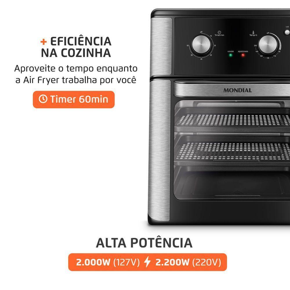 Fritadeira Air Fryer Forno Oven Mondial 2000W Preto 12L AFON-12L-AB 220V - 7