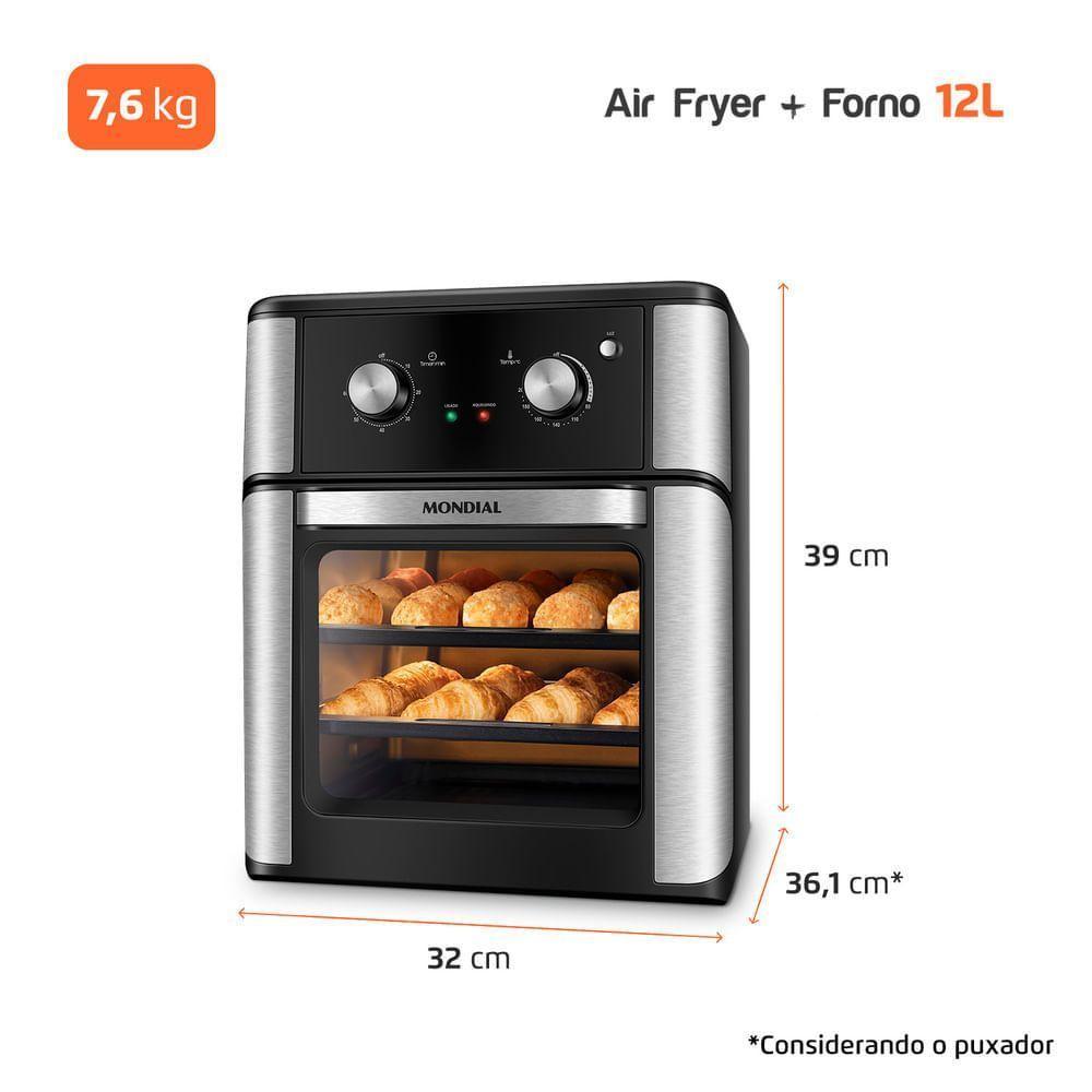 Fritadeira Air Fryer Forno Oven Mondial 2000W Preto 12L AFON-12L-AB 220V - 8