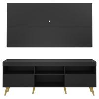 Rack Com Painel E Suporte Tv 65" Retrô Flórida Multimóveis V3134 Preto/Natural Preto/Natural - 3