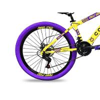 Bicicleta Colli Grau Aro 26 21 Marchas Freios A Disco Amarelo Roxo - 3