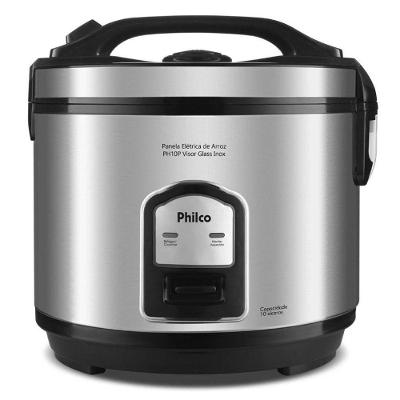 Panela De Arroz Elétrica Ph10p Com 10 Xicaras Philco Preto/inox - 220v