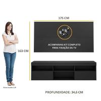 Rack Com Painel E Suporte Tv 65" Flórida Multimóveis V3112 Preto Preto