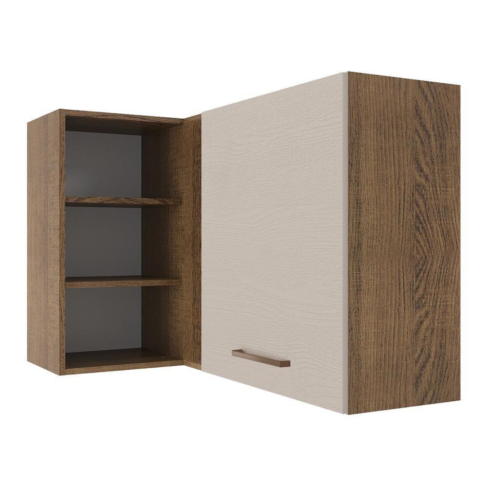 Armário Aéreo De Canto 1 Porta Para Linha De 60 Cm De Profundidade Rustic/crema Agata Madesa - 1