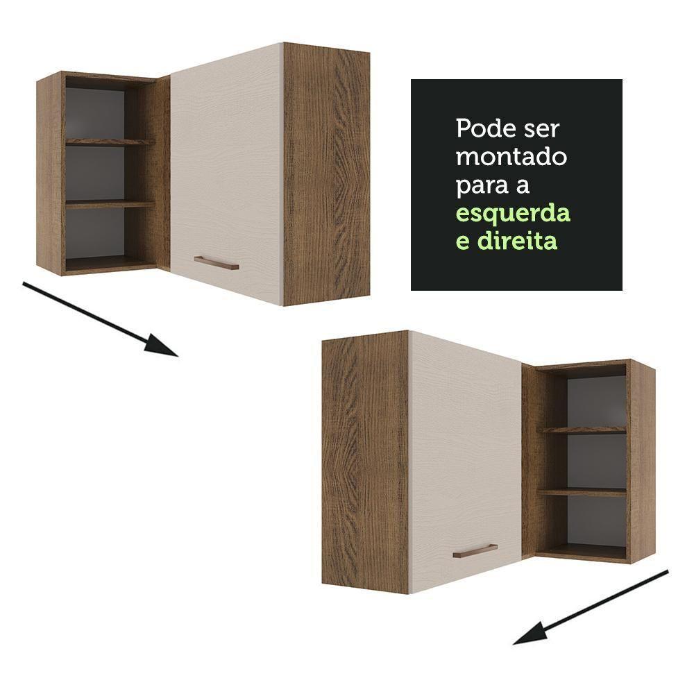 Armário Aéreo De Canto 1 Porta Para Linha De 60 Cm De Profundidade Rustic/crema Agata Madesa - 5