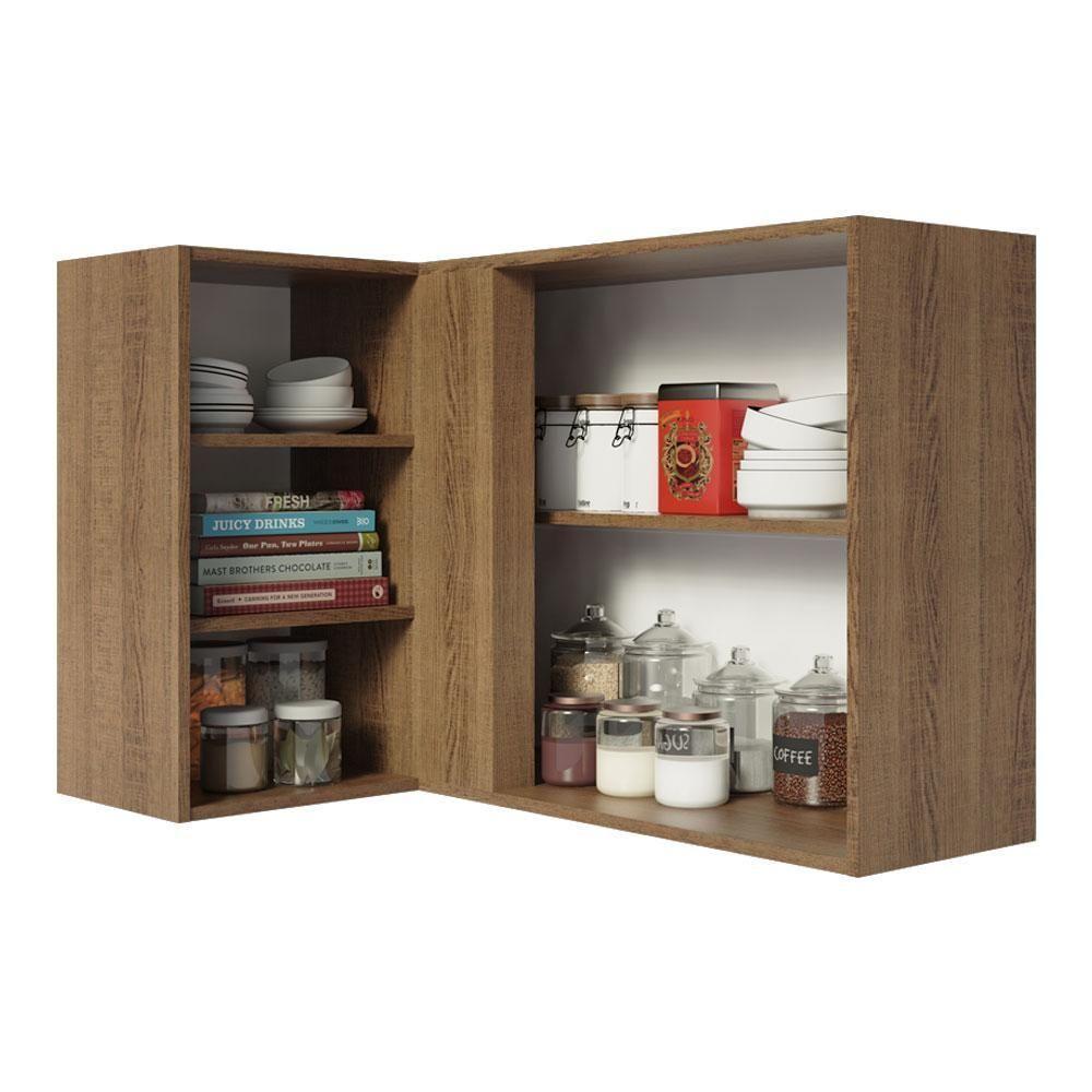 Armário Aéreo De Canto 1 Porta Para Linha De 60 Cm De Profundidade Rustic/crema Agata Madesa - 8