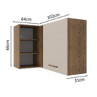 Armário Aéreo De Canto 1 Porta Para Linha De 60 Cm De Profundidade Rustic/crema Agata Madesa - 9