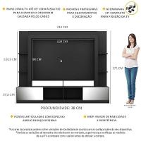 Rack com  Painel Suporte Tv 65´´ com Espelho Preto - 3