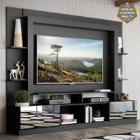 Rack com  Painel Suporte Tv 65´´ com Espelho Preto - 6