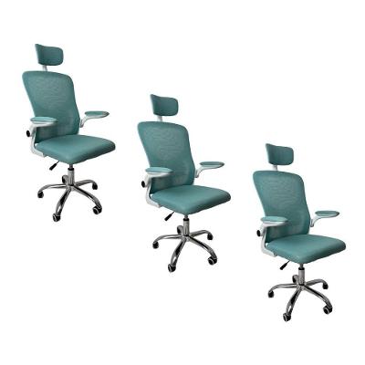 Kit 3 Cadeiras De Escritório Diretor Oficial Vegas Com Apoio Verde Branco