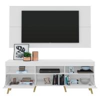Rack Com Painel Tv 65" Retrô Com Espelho Flórida Multimóveis V3138 Branco/Natural Branco/Natural - 5