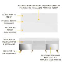 Rack Com Painel Tv 65" Retrô Com Espelho Flórida Multimóveis V3138 Branco/Natural Branco/Natural - 7