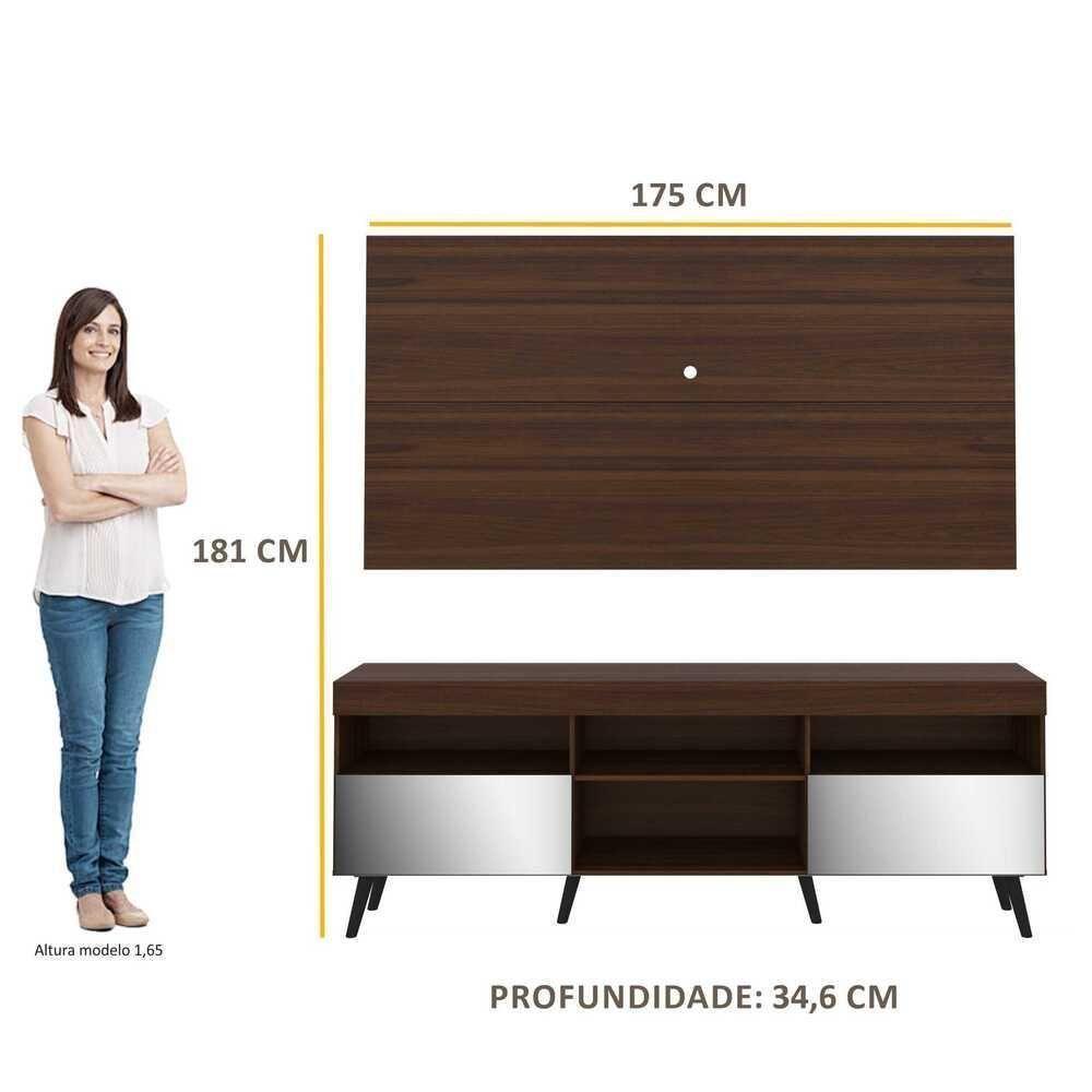 Rack Com Painel Tv 65" Retrô Com Espelho Flórida Multimóveis V3138 Duna/Preto Duna/Preto - 4