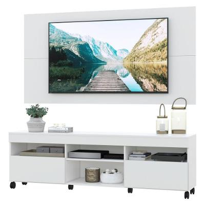 Rack Com Painel Tv 65" Com Rodízios Londres Multimóveis V3335 Branco Branco