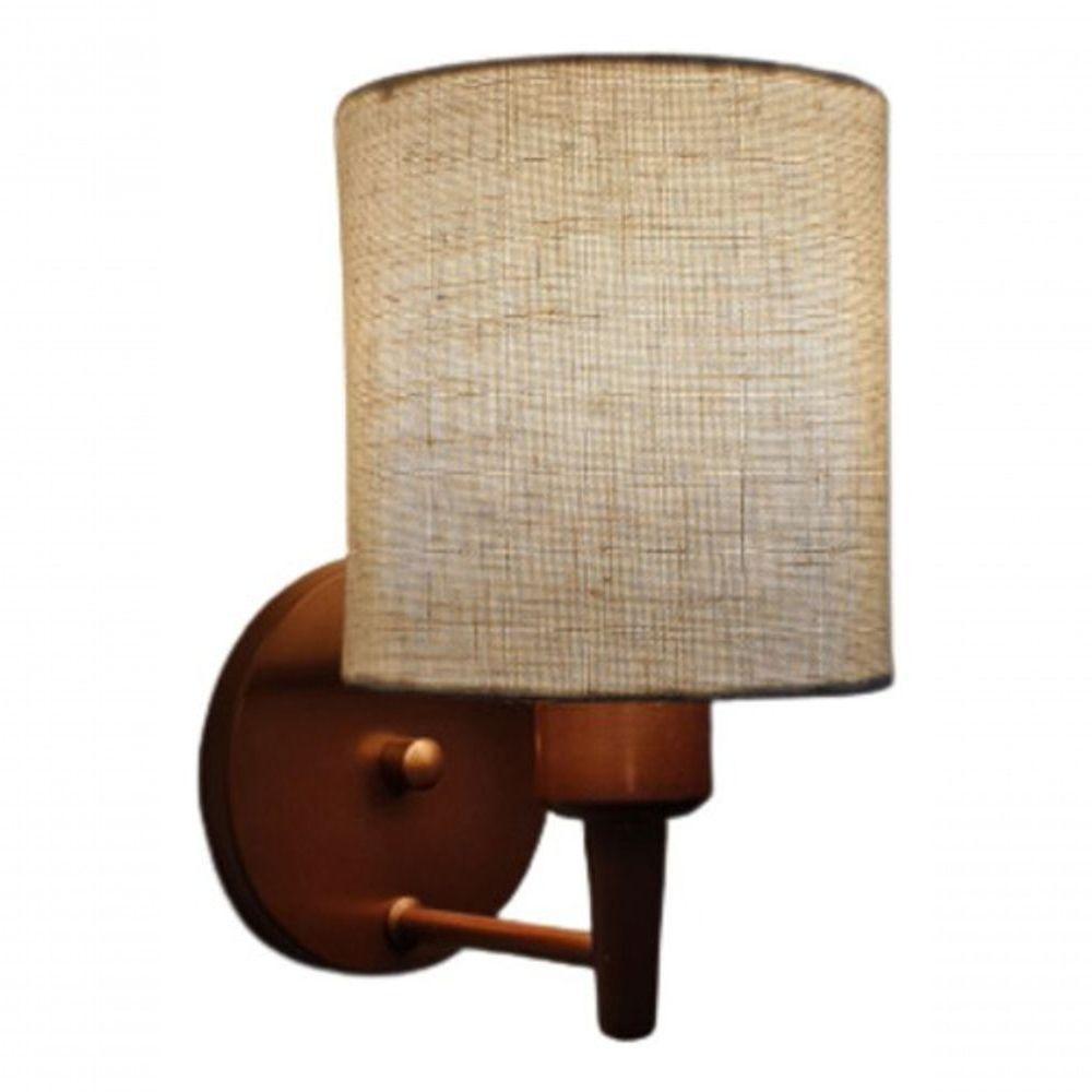 Arandela Cilíndrica Md-2009 Base Cobre Cúpula Em Tecido 14x15cm Rustico Bege - Bivolt - 5