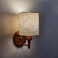 Arandela Cilíndrica Md-2009 Base Cobre Cúpula Em Tecido 14x15cm Rustico Bege - Bivolt - 2