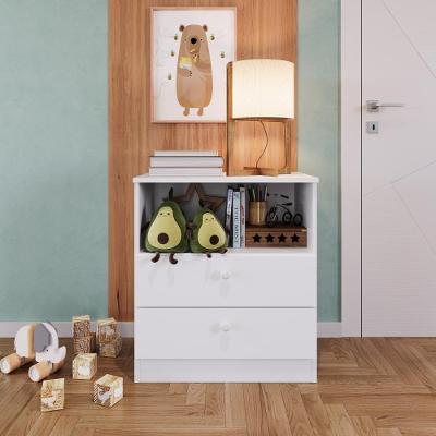 Cômoda Infantil Organizadora 2 Gavetas Com Nicho 60,8cm Para Quarto De Bebê Branca