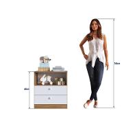Cômoda Infantil Organizadora 2 Gavetas Com Nicho 60,8cm Para Quarto De Bebê Nogal Com Branco - 6