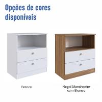 Cômoda Infantil Organizadora 2 Gavetas Com Nicho 60,8cm Para Quarto De Bebê Nogal Com Branco - 7