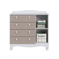 Cômoda Infantil Organizadora 4 Gavetas Grande 1 Porta Com Prateleira E Trocador Para Quarto De Bebê Branco Com Cinnamon - 3