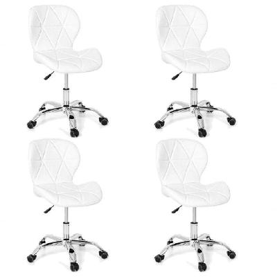 Kit 4 Cadeiras Office Eiffel Slim Com Base Giratória E Ajustável Branco