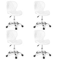 Kit 4 Cadeiras Office Eiffel Slim Com Base Giratória E Ajustável Branco - 1