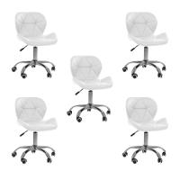 Kit 5 Cadeiras Office Eiffel Slim Com Base Giratória E Ajustável Branco - 1