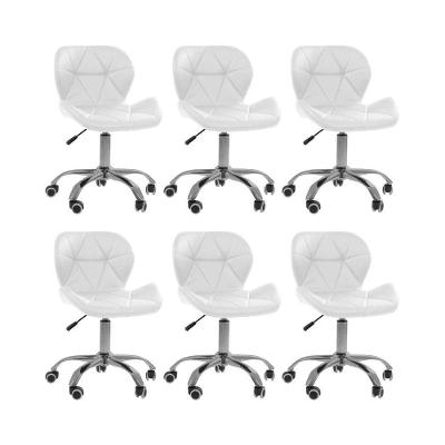 Kit 6 Cadeiras Office Eiffel Slim Com Base Giratória E Ajustável Branco