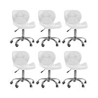 Kit 6 Cadeiras Office Eiffel Slim Com Base Giratória E Ajustável Branco - 1