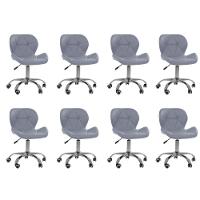 Kit 8 Cadeiras Office Eiffel Slim Com Base Giratória E Ajustável Cinza - 1