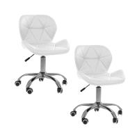 Kit 2 Cadeiras Office Eiffel Slim Com Base Giratória E Ajustável Branco - 1