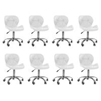 Kit 8 Cadeiras Office Eiffel Slim Com Base Giratória E Ajustável Branco - 1