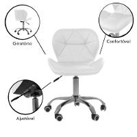 Kit 8 Cadeiras Office Eiffel Slim Com Base Giratória E Ajustável Branco - 2