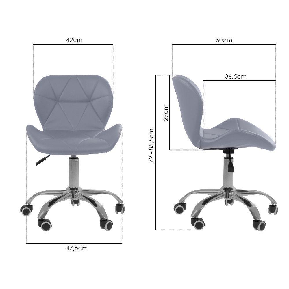 Kit 3 Cadeiras Office Eiffel Slim Com Base Giratória E Ajustável Cinza - 5