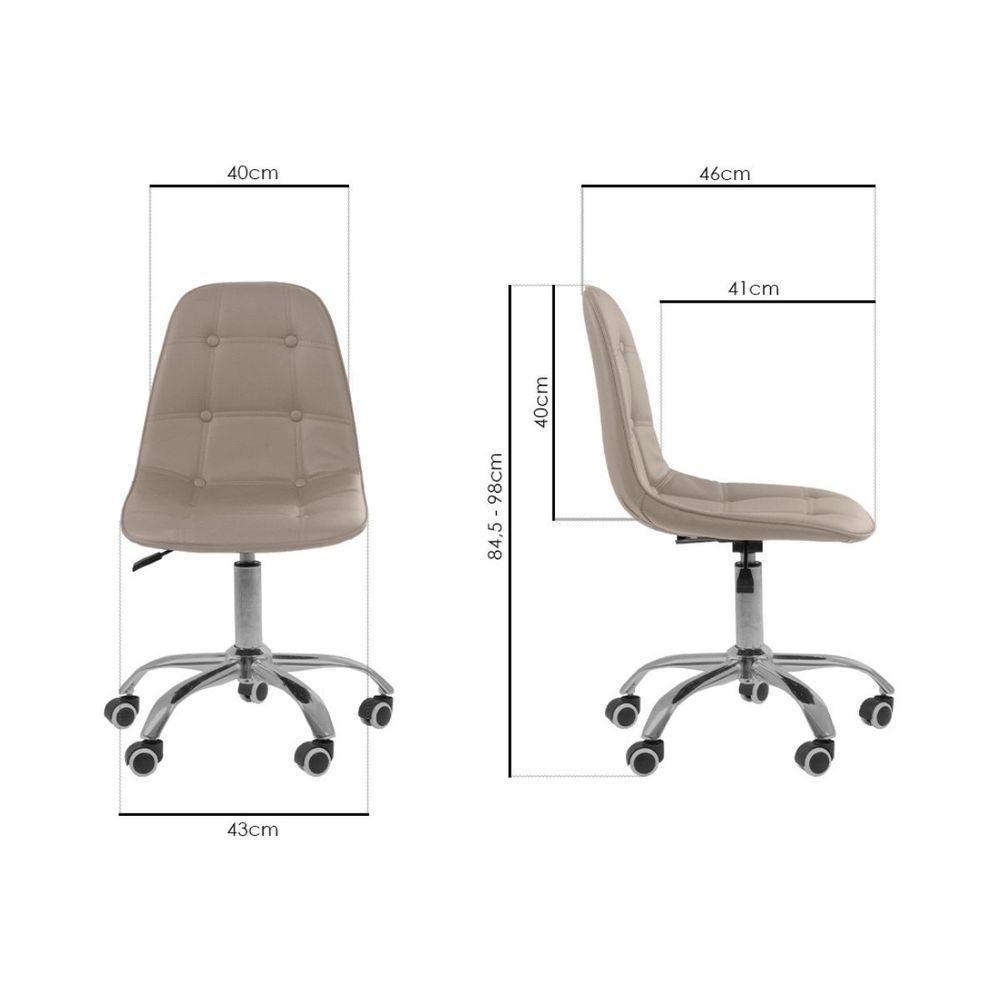 Cadeira Office Eiffel Botonê Ajustável Base Giratória Bege - 6