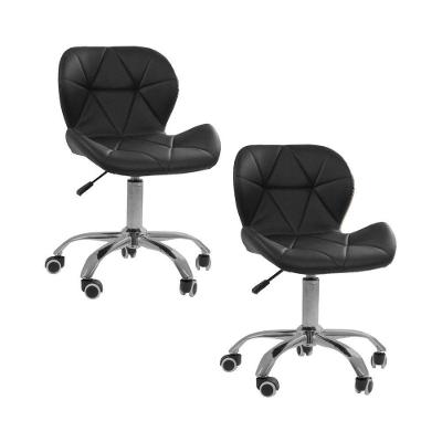 Kit 2 Cadeiras Office Eiffel Slim Com Base Giratória E Ajustável Preto