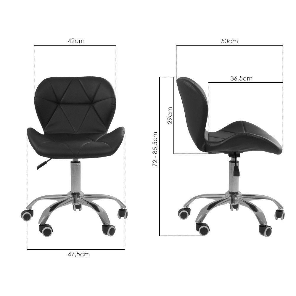 Kit 5 Cadeiras Office Eiffel Slim Com Base Giratória E Ajustável Preto - 2