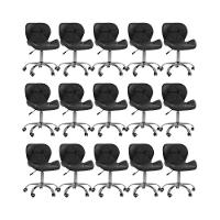 Kit 15 Cadeiras Office Eiffel Slim Com Base Giratória E Ajustável Preto - 1